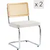 Image de Nordlys - lot de 2 chaises de salle a manger industrielles metal cannage rotin tissu beige