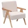 Image de Nordlys - fauteuil de salon scandinave avec structure bois et tissu hevea blanc