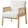 Image de Nordlys - fauteuil de salon scandinave avec structure bois et cannage bouclettes blanc