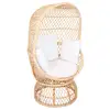 Image de Nordlys - fauteuil oeuf en rotin naturel et tissu beige rotin marron