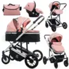 Image de Bebelissimo - Poussette Combinée Trio 3 En 1 - Siège Auto 0m   Landau   Jusqu’à 22kg   Victoire I-size - Rose