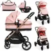Image de Bebelissimo - poussette combinée trio 3 en 1 - siège auto 0+ iris   nacelle   dès la naissance   jusqu’à 22kg - rose 201407292401