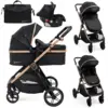 Image de Bebelissimo - poussette combinée trio 3 en 1 - siège auto 0+ iris   nacelle   dès la naissance   jusqu’à 22kg - noir 201407292404