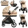 Image de Bebelissimo - poussette combinée trio 3 en 1 - siège auto 0+ iris   nacelle   dès la naissance   jusqu’à 22kg - beige 201407292403