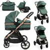Image de BEBELISSIMO - Poussette combinée trio 3 en 1 - siège auto 0+ IRIS   nacelle   dès la naissance   jusqu’à 22kg - vert