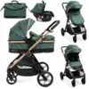 Image de Bebelissimo - poussette combinée trio 3 en 1 - siège auto 0+ iris   nacelle   dès la naissance   jusqu’à 22kg - vert 201407292405