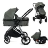 Image de Bebelissimo - Poussette Combinée Trio 3 En 1 - Siège Auto 0+ Cavo   Nacelle   Dès La Naissance   Jusqu’à 22kg - Vert