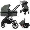 Image de Bebelissimo - poussette combinée trio 3 en 1 - siège auto 0+ cavo   nacelle   dès la naissance   jusqu’à 22kg - vert 201407312405