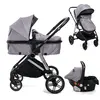 Image de Bebelissimo - Poussette Combinée Trio 3 En 1 - Siège Auto 0+ Cavo   Nacelle   Dès La Naissance   Jusqu’à 22kg - Gris