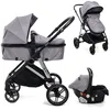 Image de BEBELISSIMO - Poussette combinée trio 3 en 1 - siège auto 0+ CAVO   nacelle   dès la naissance   jusqu’à 22kg - gris