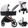Image de BEBELISSIMO - Poussette combinée trio 3 en 1 - siège auto 0+ CAVO   nacelle   dès la naissance   jusqu’à 22kg - beige