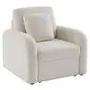 Image de Fauteuil tissu bouclette crème. Lignes arrondies. Milano. L 90 x p 85 x h 85cm