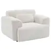 Image de Fauteuil tissu bouclette crème. Lignes arrondis. Coussin fourni. Wallas. L 116 x p 97 x h 73cm