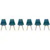 Image de Lot de 6 chaises scandinaves. Pieds bois de hêtre. Chaises 1 place. Bleu canard