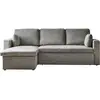 Image de Canapé d'angle convertible en velours côtelé gris clair - ida - 3 places. Fauteuil d'angle réversible coffre rangement lit modulable