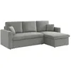 Image de CanapÃ© d'angle convertible en velours cÃ´telÃ© gris clair - IDA - 3 places. fauteuil d'angle rÃ©versible coffre rangement lit modulable en occasion ou reconditionné