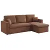 Image de Canapé d'angle convertible en velours côtelé rouille - ida - 3 places. Fauteuil d'angle réversible coffre rangement lit modulable