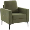 Image de Fauteuil en velours côtelé kaki foncé - Bjorn - Canapé 1 place fixe droit pieds métal