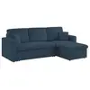 Image de Canapé d'angle convertible en velours côtelé bleu - ida - 3 places. Fauteuil d'angle réversible coffre rangement lit modulable
