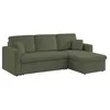 Image de Canapé dangle convertible en velours côtelé kaki foncé- IDA - 3 places. fauteuil dangle réversible coffre rangement lit