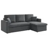 Image de Canapé dangle convertible en velours côtelé gris foncé - IDA - 3 places. fauteuil dangle réversible coffre rangement lit