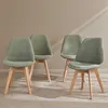 Image de Lot de 4 chaises scandinaves NILS revêtement bouclette vert céladon. pieds bois de hêtre. chaise 1 place