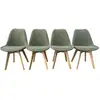 Image de Lot de 4 chaises scandinaves nils revêtement bouclette vert céladon. Pieds bois de hêtre. Chaise 1 place
