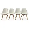Image de Lot de 4 chaises scandinaves NILS revêtement bouclette blanche. pieds bois de hêtre. chaise 1 place