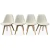 Image de Lot de 4 chaises scandinaves nils revêtement bouclette blanche. Pieds bois de hêtre. Chaise 1 place