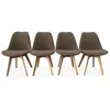 Image de Lot de 4 chaises scandinaves NILS revêtement bouclette taupe. pieds bois de hêtre. chaise 1 place
