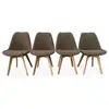 Image de Lot de 4 chaises scandinaves nils revêtement bouclette taupe. Pieds bois de hêtre. Chaise 1 place