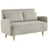 Image de Canapé convertible en velours côtelé - Panam - 2 places scandinave. pieds bois. beige/greige. banquette. dossier inclinable