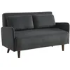 Image de Canapé convertible 2 places scandinave velours côtelé gris foncé - Panam - pieds bois. banquette. dossier inclinable