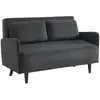 Image de Canapé convertible 2 places scandinave velours côtelé gris foncé - panam - pieds bois. Banquette. Dossier inclinable
