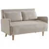 Image de Canapé convertible 2 places scandinave velours côtelé beige - Panam - pieds bois. banquette. dossier inclinable