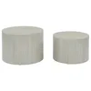 Image de Lot de 2 tables basses PAROS rondes effet marbre blanc cassé. tables gigognes Ø58 x H 40cm / Ø50 x H 33cm