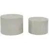 Image de Lot de 2 tables basses paros rondes effet marbre blanc cassé. Tables gigognes ø58 x h 40cm - ø50 x h 33cm