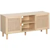 Image de Meuble TV décor bois et cannage 2 portes 120cm CAMARGUE