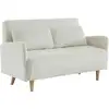 Image de Canapé convertible en velours côtelé - panam - 2 places scandinave. Pieds bois. Blanc. Banquette. Dossier inclinable