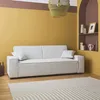 Image de Canapé convertible 3 places blanc crème velours côtelé L 231 x P 96.5 x H 80cm