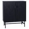 Image de Buffet effet bois à rainures noires. Buffet haut. Vaisselier. Deux portes et une étagère bazalt 80cm