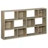 Image de Bibliothèque design asymétrique naturelle. Pieter. 3 étagères. 12 compartiments de rangement