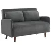 Image de Canapé convertible en velours côtelé - Panam - 2 places scandinave. pieds bois foncé. gris foncé. banquette. dossier inclinable