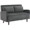 Image de Canapé convertible en velours côtelé - panam - 2 places scandinave. Pieds bois foncé. Gris foncé. Banquette. Dossier inclinable