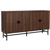 Image de Buffet de rangement effet bois foncé. Bazalt. quatre portes. deux étagères. buffet haut. vaisselier. L 157.5 x l 39 x H 83cm