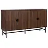Image de Buffet de rangement effet bois foncé. Bazalt. Quatre portes. Deux étagères. Buffet haut. Vaisselier. L 157.5 x l 39 x h 83cm
