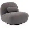 Image de Fauteuil pivotant 360° en bouclette texturée gris souris. Piètement en métal noir mat - spino
