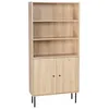 Image de Bibliothèque décor bois rainuré et métal 2 portes BRAGA