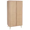 Image de Armoire dressing cannage et décor bois 2 portes et penderie BOHÈME