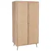 Image de Armoire cannage et effet bois 2 portes avec étagère et tringle - hauteur 179.5cm